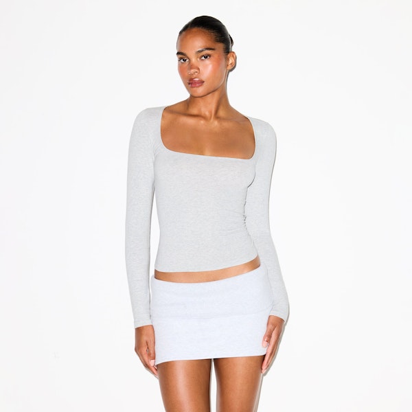 Skims COTTON JERSEY SCOOP NECK LONG SLEEVE TOP