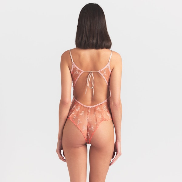 Skims EMBROIDERED TULLE GARTER TEDDY