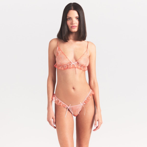 Skims EMBROIDERED TULLE SKIMPY TRIANGLE BRALETTE