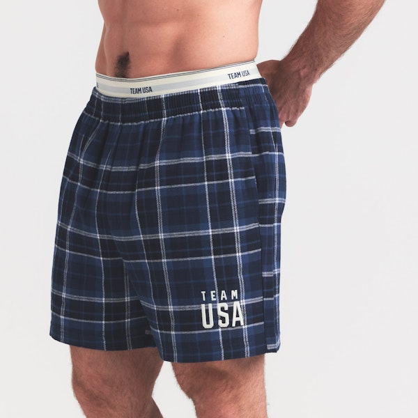 Skims SKIMS FOR TEAM USA FLANNEL SLEEP MENS OLYMPIC SHORT
