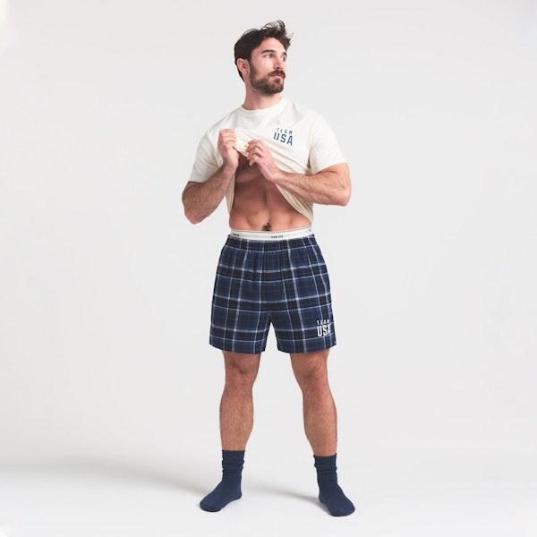 Skims SKIMS FOR TEAM USA FLANNEL SLEEP MENS OLYMPIC SHORT
