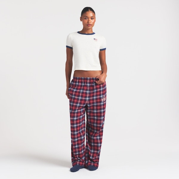 Skims SKIMS FOR TEAM USA FLANNEL SLEEP OLYMPIC PANT