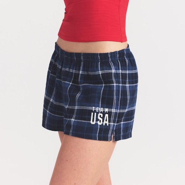 Skims SKIMS FOR TEAM USA FLANNEL SLEEP OLYMPIC SHORT