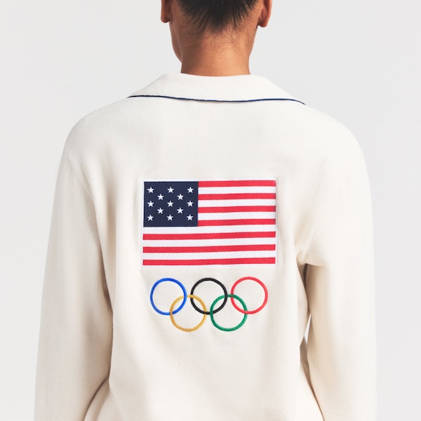Skims SKIMS FOR TEAM USA FLEECE UNISEX OLYMPIC OVERSIZED SLEEP TOP