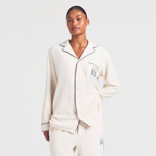 Skims SKIMS FOR TEAM USA FLEECE UNISEX OLYMPIC OVERSIZED SLEEP TOP