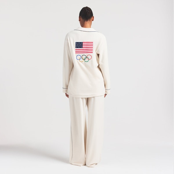 Skims SKIMS FOR TEAM USA FLEECE UNISEX OLYMPIC OVERSIZED SLEEP TOP