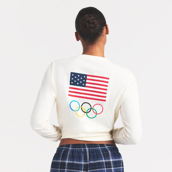 Skims SKIMS FOR TEAM USA WORN IN JERSEY OLYMPIC LONG SLEEVE T-SHIRT