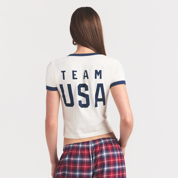 Skims SKIMS FOR TEAM USA WORN IN JERSEY OLYMPIC SHRUNKEN T-SHIRT