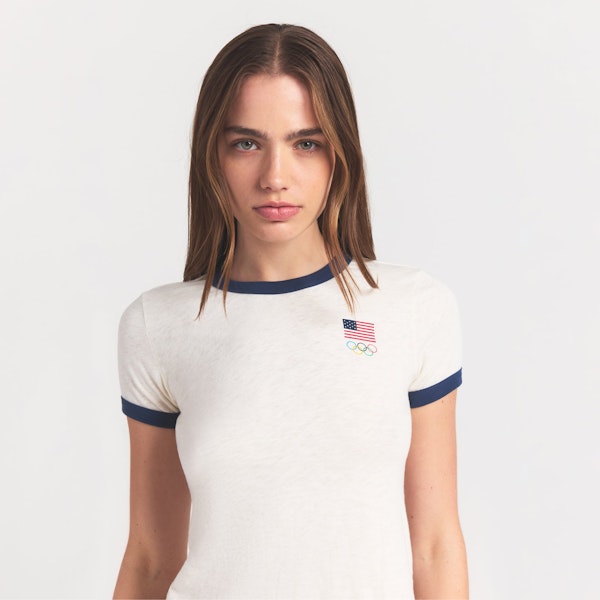 Skims SKIMS FOR TEAM USA WORN IN JERSEY OLYMPIC SHRUNKEN T-SHIRT