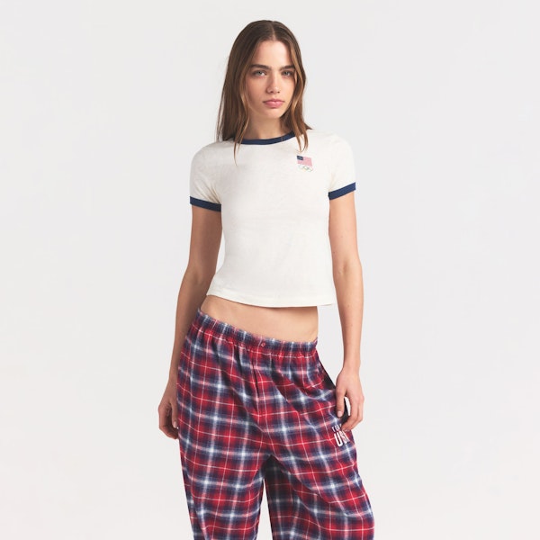 Skims SKIMS FOR TEAM USA WORN IN JERSEY OLYMPIC SHRUNKEN T-SHIRT