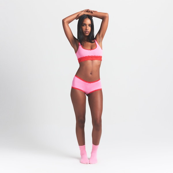 skims LIGHTWEIGHT COTTON LACE BOY SHORT