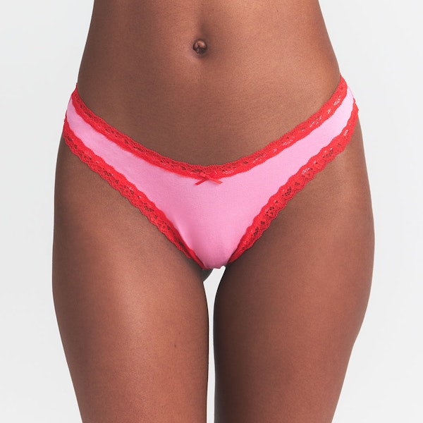 Skims LIGHTWEIGHT COTTON LACE THONG