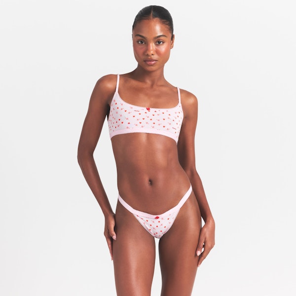 Skims LIGHTWEIGHT COTTON LOGO PICOT SCOOP BRALETTE