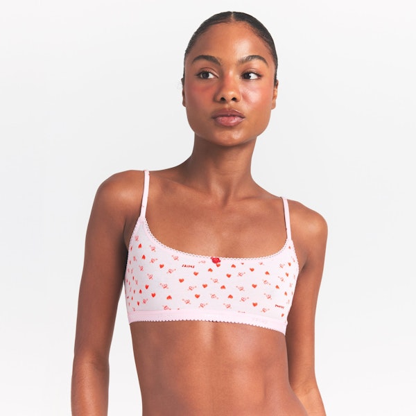 Skims LIGHTWEIGHT COTTON LOGO PICOT SCOOP BRALETTE