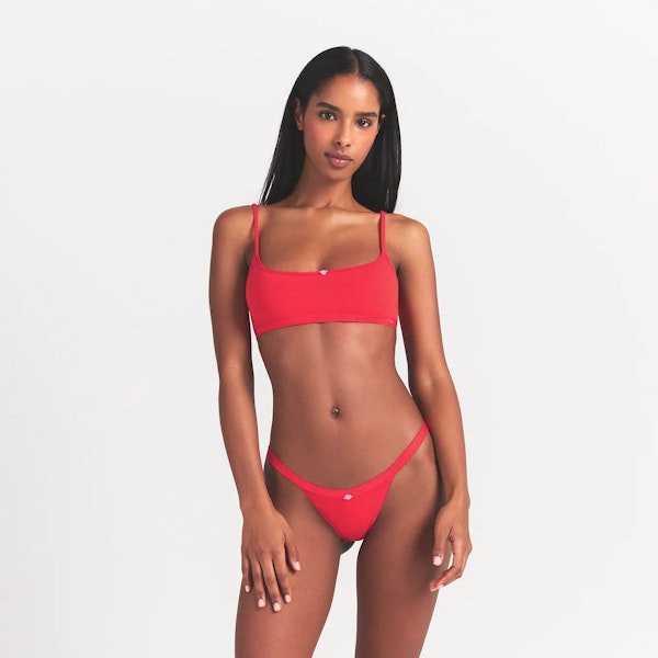 Skims LIGHTWEIGHT COTTON LOGO PICOT SCOOP BRALETTE