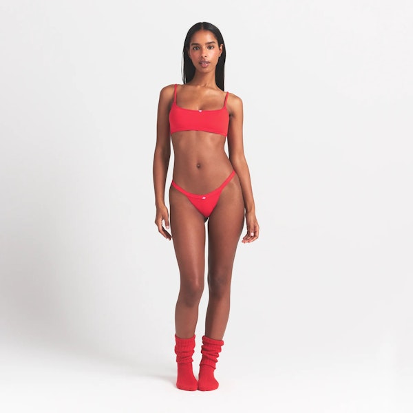 skims LIGHTWEIGHT COTTON LOGO PICOT SCOOP BRALETTE