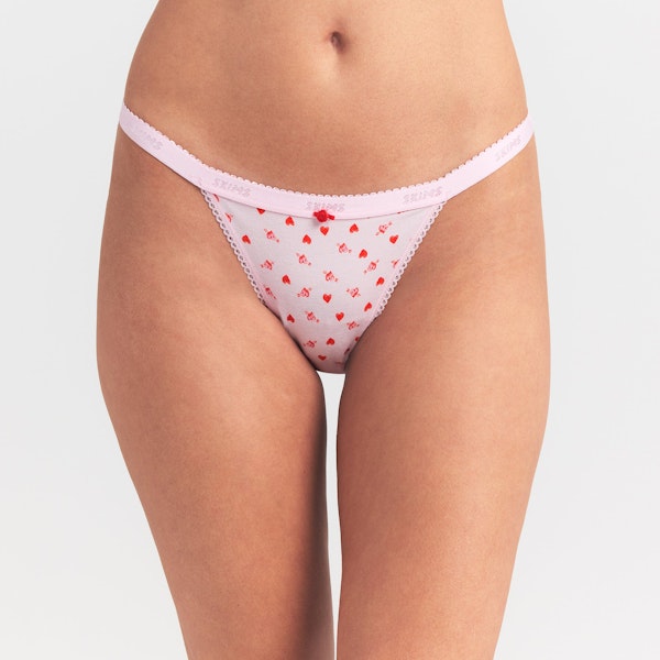 Skims LIGHTWEIGHT COTTON LOGO PICOT STRING BIKINI