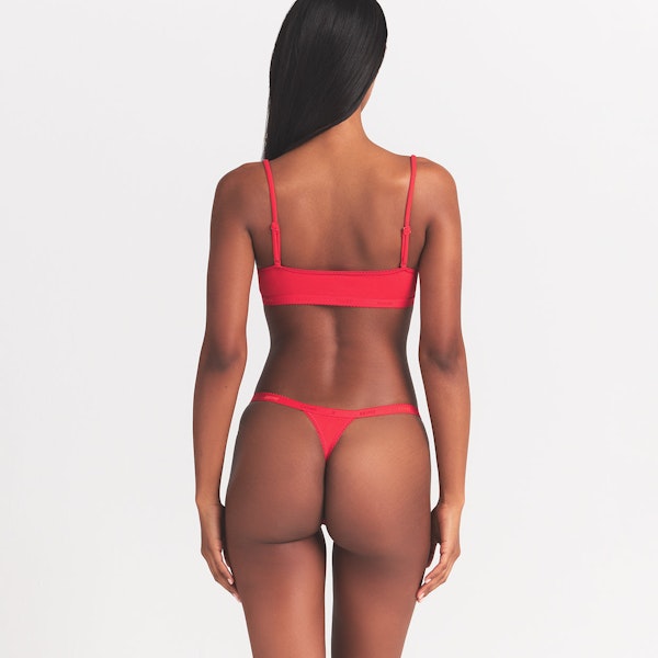 Skims LIGHTWEIGHT COTTON LOGO PICOT THONG