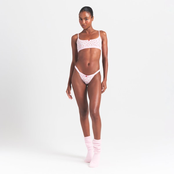 skims LIGHTWEIGHT COTTON LOGO PICOT THONG