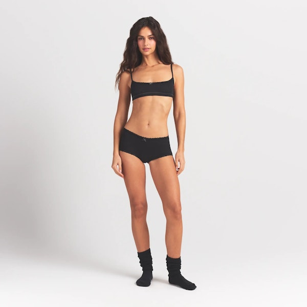 skims LIGHTWEIGHT COTTON POINTELLE LACE BOY SHORT