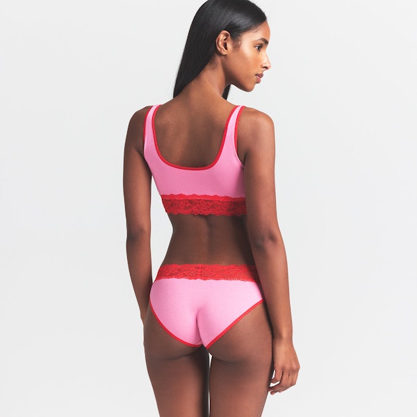 Skims LIGHTWEIGHT COTTON WIDE LACE BRIEF