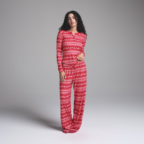 skims LOGO PLUSH POINTELLE LONG SLEEVE HENLEY