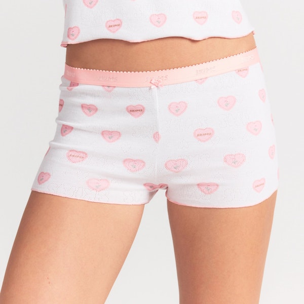 Skims LOGO POINTELLE BABY TEE AND MICRO SHORT SET