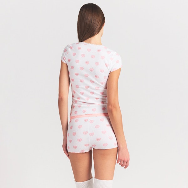 Skims LOGO POINTELLE BABY TEE AND MICRO SHORT SET