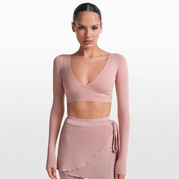 Skims NikeSKIMS MATTE WRAP LONG SLEEVE CROPPED TOP