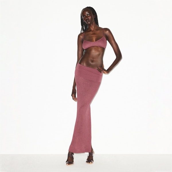 skims SHEER KNIT FOLDOVER LONG SKIRT