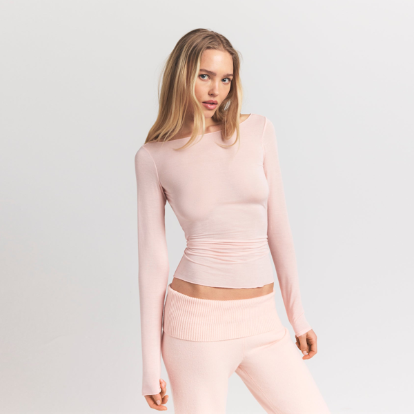 Skims SHEER MODAL LONG SLEEVE BOATNECK TOP