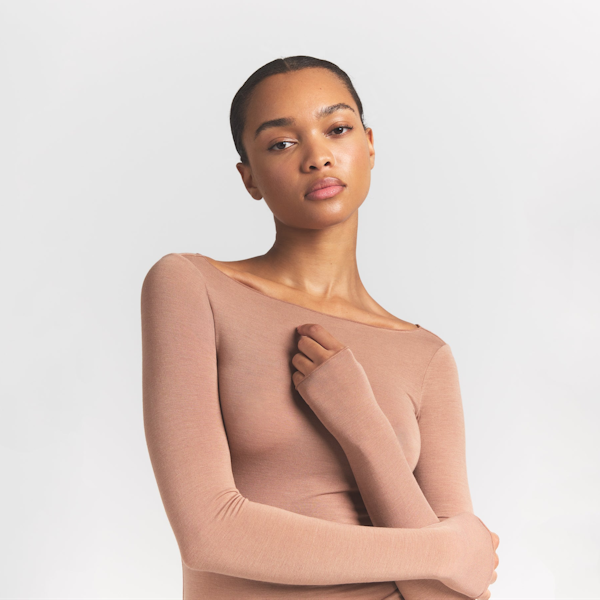 Skims SHEER MODAL LONG SLEEVE BOATNECK TOP