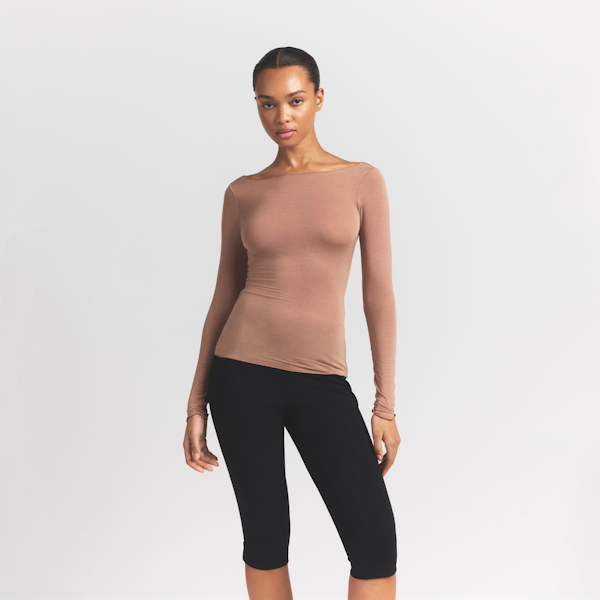 Skims SHEER MODAL LONG SLEEVE BOATNECK TOP