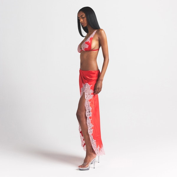 Skims SILK LACE SLIP MIDI SKIRT