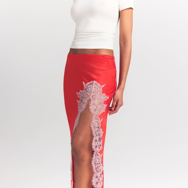 Skims SILK LACE SLIP MIDI SKIRT