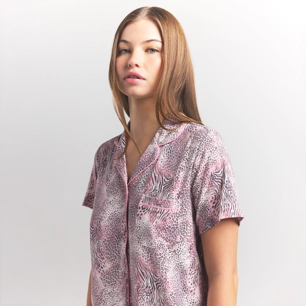 Skims SKIMS SLEEP SHORT SLEEVE BUTTON UP SET