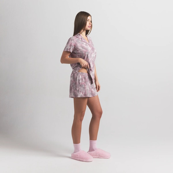 Skims SKIMS SLEEP SHORT SLEEVE BUTTON UP SET