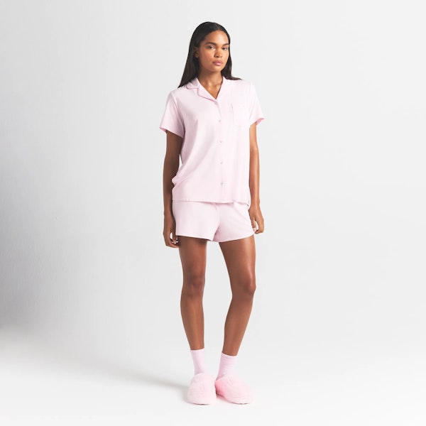 Skims SKIMS SLEEP SHORT SLEEVE BUTTON UP SET