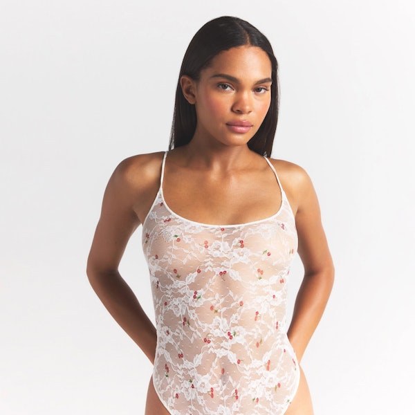 Skims STRETCH LACE SCOOP NECK BODYSUIT