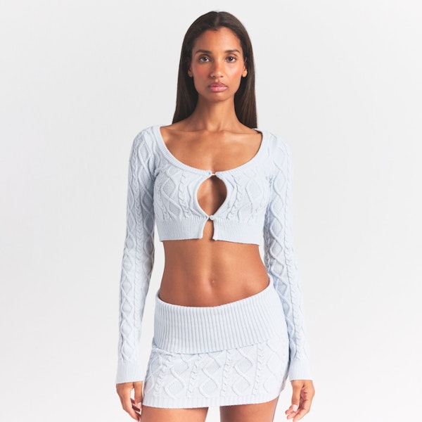 Skims SWEATER KNITS CABLE KNIT CROPPED CARDIGAN