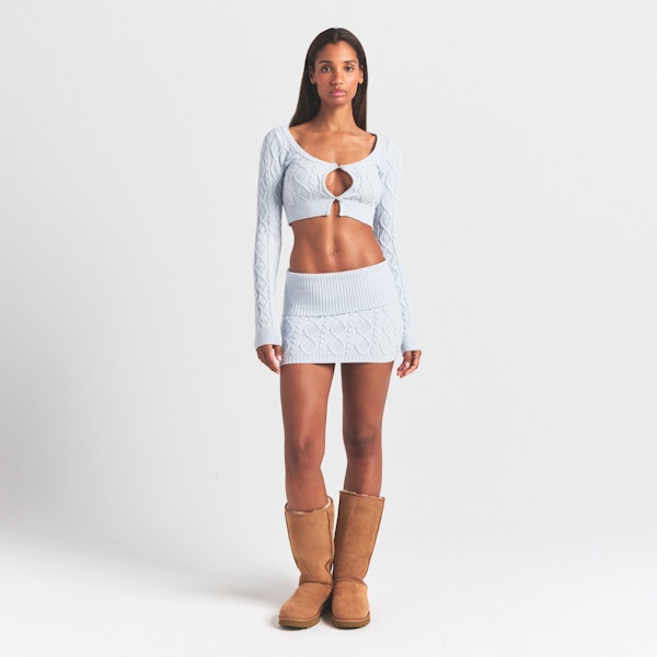 skims SWEATER KNITS CABLE KNIT CROPPED CARDIGAN