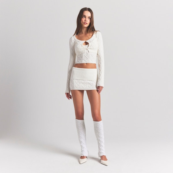 skims SWEATER KNITS CABLE KNIT MINI SKIRT