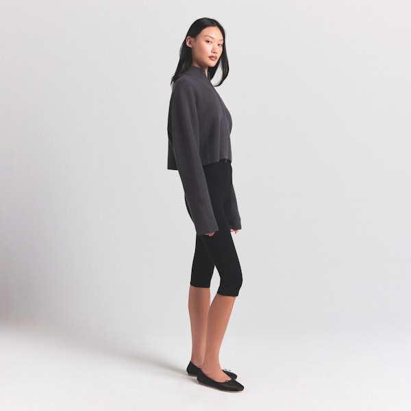 Skims SWEATER KNITS RIBBED MOCK NECK ZIP UP