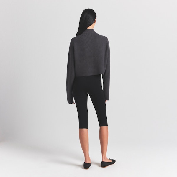 Skims SWEATER KNITS RIBBED MOCK NECK ZIP UP