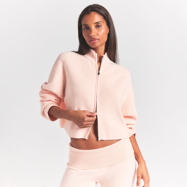 Skims SWEATER KNITS RIBBED MOCK NECK ZIP UP