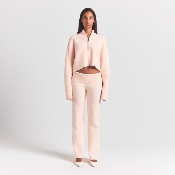 skims SWEATER KNITS RIBBED MOCK NECK ZIP UP