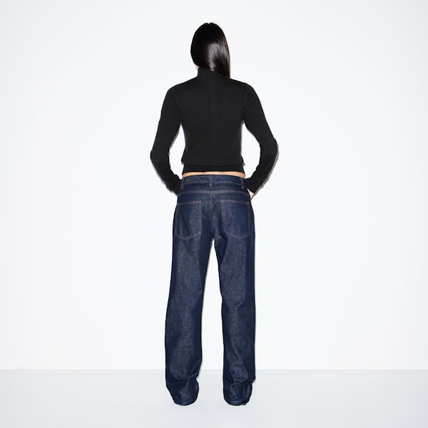 Skims WOOL CASHMERE ZIP UP MOCK NECK SWEATER