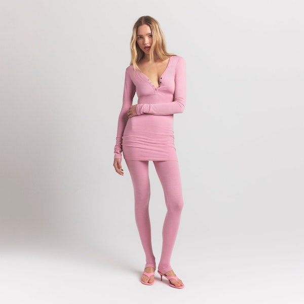 skims WOOL RIB HENLEY DRESS