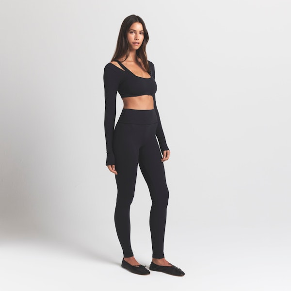 Skims WOOL RIB LONG SLEEVE SUPER CROPPED TOP