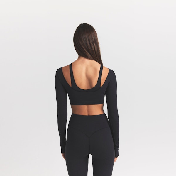 Skims WOOL RIB LONG SLEEVE SUPER CROPPED TOP